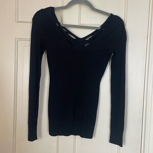 Guess Jeans Vintage Pullover Sweater Long Sleeve EUC Size Small Black Rhinestone